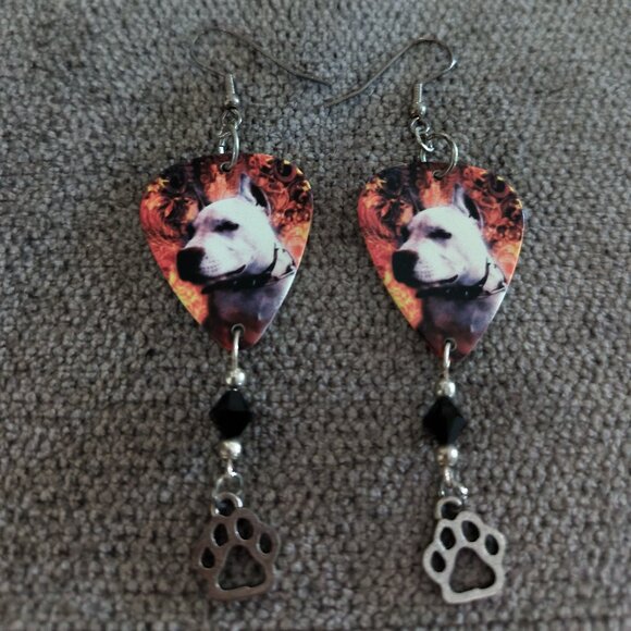 PITBULL Jewelry - Selling PITBULL DOG BREED GUITAR PICK EARRINGS